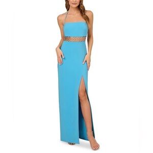 Turquoise Evening Gown with Side Slit